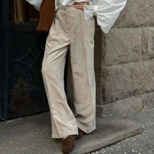 Women Corduroy-Texture Wide-Leg Trousers SC-01-W03