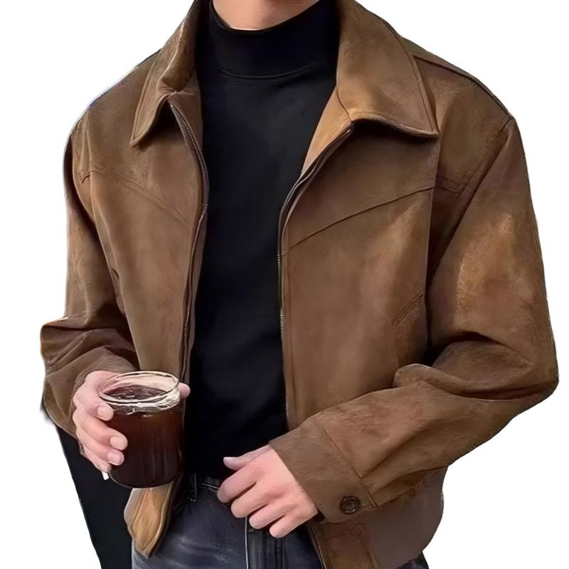 Men Cropped Suede-Style Jacket SC-04-M10