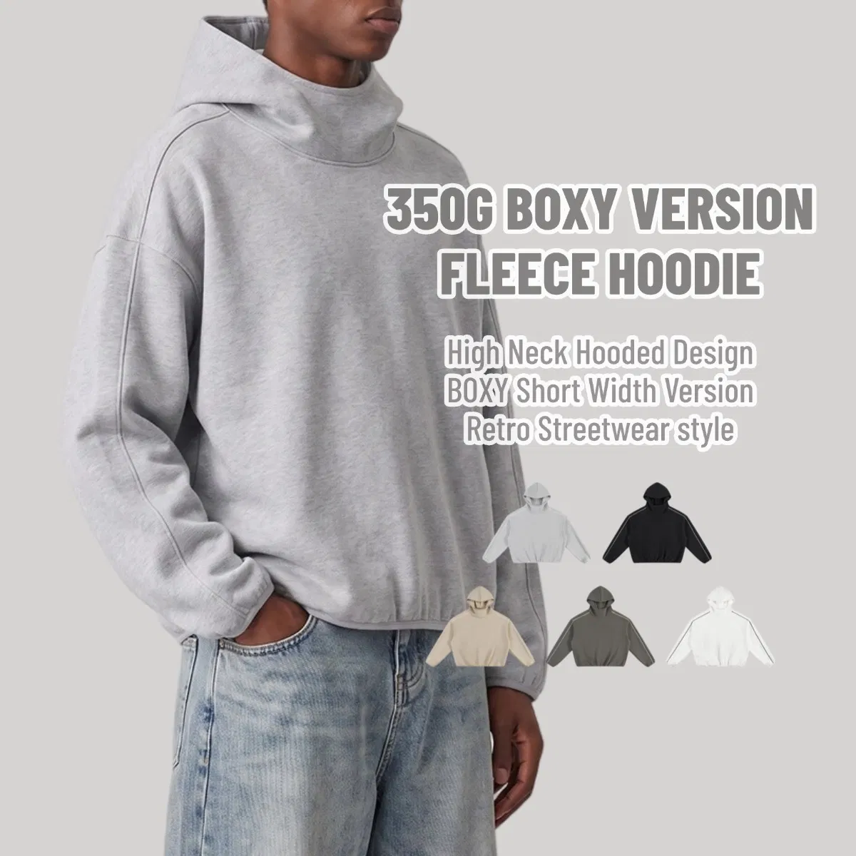 High-Neck Boxy Hoodie SC-08-M07