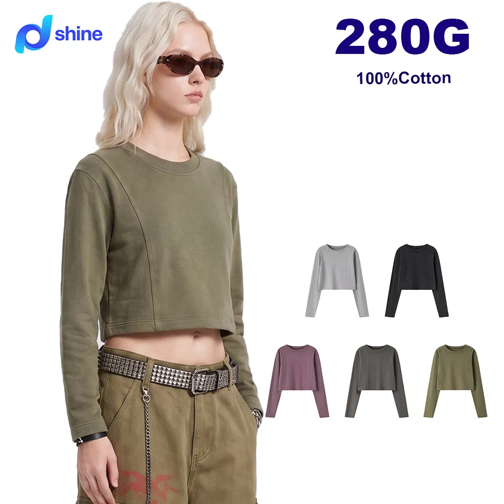 Women Cropped Crewneck Sweatshirt SC-08-W03